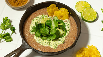 Refried Beans with Cilantro Garlic Sauce